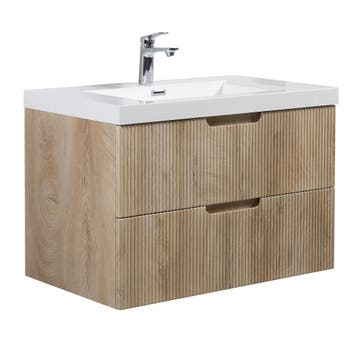 Badkamermeubel Set Thermis 80cm Licht Eiken Badmeubel, Huis en Inrichting, Badkamer | Badkamermeubels, Verzenden, Nieuw, Wastafelkast
