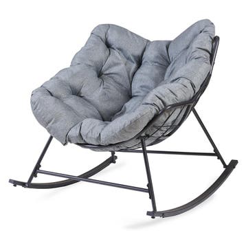Schommelstoel Villeneuve 85x90x91 cm zwart en grijs [en.casa, Verzenden, Nieuw