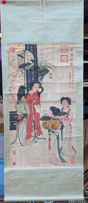 Schildering met vrouwen in traditionele kleding, - Chinees -