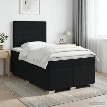vidaXL Boxspringbed met matras met hoofdeinde Zwart 120 x, Verzenden, Nieuw, Twijfelaar, Zwart
