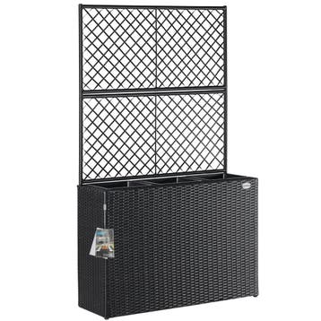 Polyrattan Bloembak met Latwerk Zwart (Voor in Huis), Verzenden, Nieuw