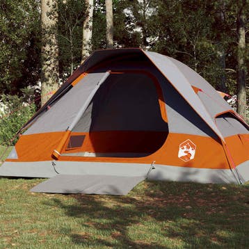vidaXL Koepeltent 4-persoons waterdicht grijs en oranje, Verzenden, Nieuw, Tot en met 2