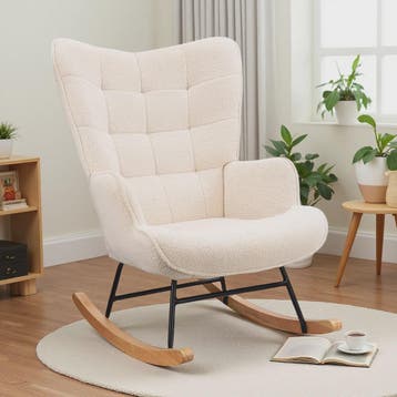 Comfortabele Schommelstoel met Teddy Stof - Zachte Lounge Ch, Verzenden, Nieuw