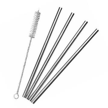 Fako Bijoux - RVS Rietjes Set - 4 Herbruikbare Rietjes - 4, Verzenden, Nieuw