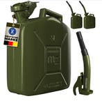 Metalen jerrycan 5 liter Groen , Set van 3 met schenktuit, Verzenden, Nieuw