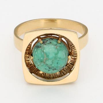 Ring - 18 karaat Geel goud - Turkoois, Nieuw
