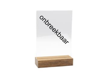 A5 Onbreekbare Kaarthouder Met Bamboe Voet - Karamel, Verzenden, Nieuw in verpakking, Etalage