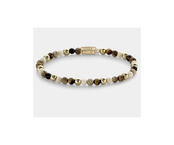 Rebel & Rose kralenarmband dames RR-40057-G-S Maat S 16.5 cm, Bruin, Verzenden, Nieuw, Elastiek