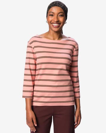 HEMA Dames T-shirt Cara jersey strepen roze, Verzenden, Nieuw