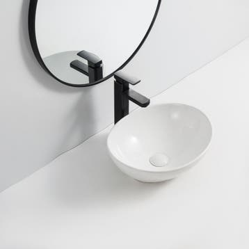 SALE - Durva 35 - Glans wit - Waskom -  -  - Keramiek -, Doe-het-zelf en Verbouw, Sanitair, Ophalen of Verzenden, Nieuw