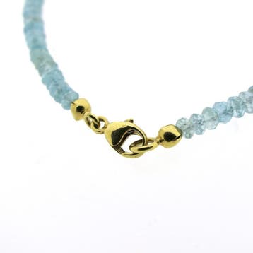Gouden kralenarmband met aquamarijn (Schakelarmband), Gebruikt, Ophalen of Verzenden, Met edelsteen, Goud