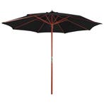 vidaXL Parasol met houten paal 300x258 cm zwart, Verzenden, Nieuw, 3 tot 4 meter