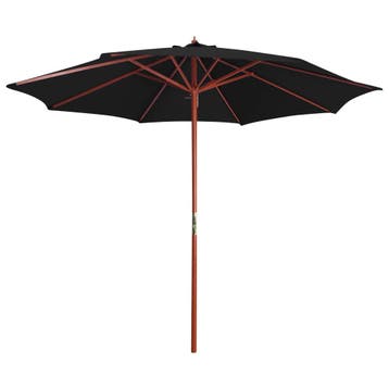 vidaXL Parasol met houten paal 300x258 cm zwart, Verzenden, Nieuw, 3 tot 4 meter