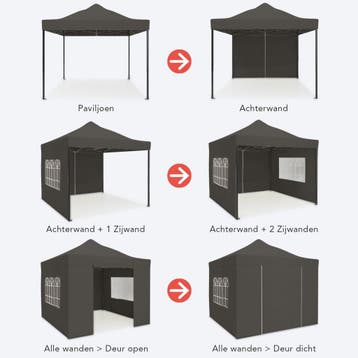 2dekans | LifeGoods Partytent - 3x3 m - Antraciet - Easy Up, Ophalen of Verzenden, Zo goed als nieuw