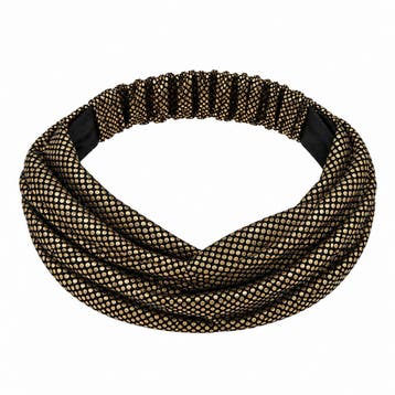 Haarband 3-in-1 - Glitterstof - Zwart Goud, Nieuw