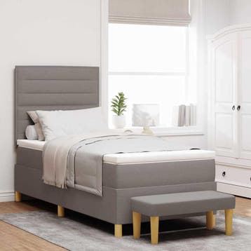 vidaXL Boxspring bed met kussen met hoofdeinde Taupe 200 x, Verzenden, Nieuw, Eenpersoons
