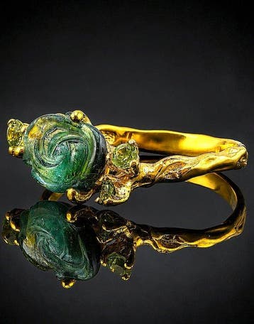 Toermalijn - Zilver, 925 - Ring - Ambachtelijk ontwerp