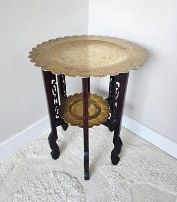 Bijzettafel - Hout, Messing
