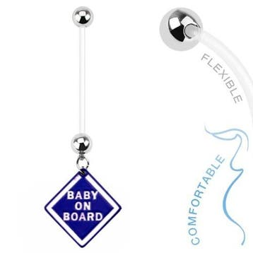 Fako Bijoux - Zwangerschapspiercing - Baby on Board - Blauw, Verzenden, Nieuw