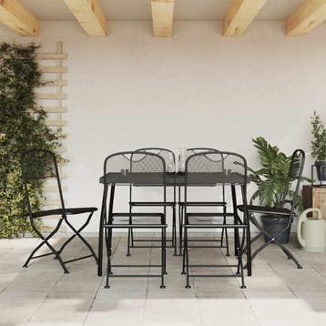 vidaXL 7-delige Tuinset metaalgaas antracietkleurig, Overige materialen, Verzenden, 6 zitplaatsen, Nieuw