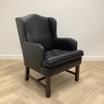 vintage Arne Norell leren fauteuil, zwart, Huis en Inrichting, Stoelen, Gebruikt, Zwart, Leer, Ophalen of Verzenden