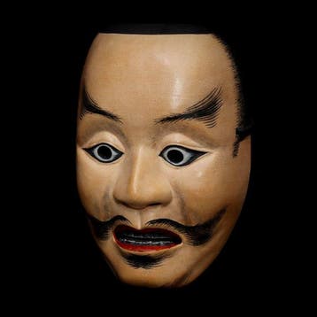 Signed Japan Wooden Noh Mask of HEITA   - sculptuur Hout