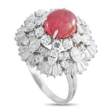 Ring Platina, Platina 3,76 ct Diamant en 3,60 ct Robijnring, Nieuw