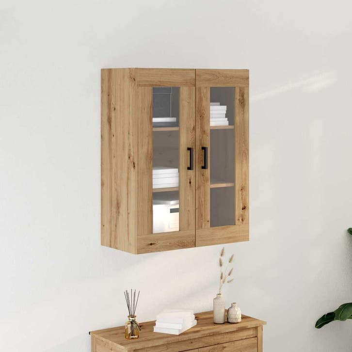 vidaXL Wandkast Artisan Eiken 69,5 x 34 x 90 cm Bewerkt hout, Huis en Inrichting, Kasten | Buffetkasten, Nieuw, Minder dan 50 cm