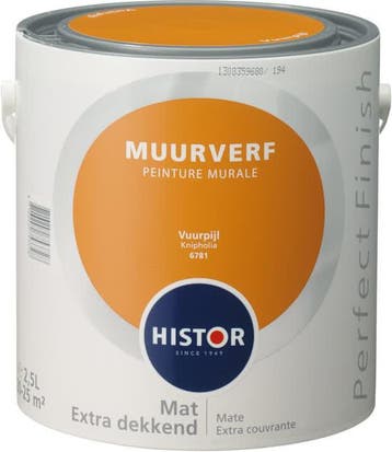 Histor Perfect Finish Muurverf Mat - Vuurpijl 6781 - 2,5..., Overige kleuren, Nieuw, Ophalen of Verzenden, Verf
