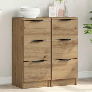 vidaXL Dressoirs 2 st 30x30x70 cm bewerkt hout artisanaal, Verzenden, Nieuw, Overige houtsoorten