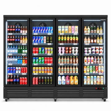 SIBERO Supermarkt Koelkast 4-Deurs 2159L Zwart 2508mm, Ophalen of Verzenden, Nieuw in verpakking, Koelen en Vriezen