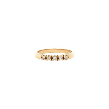 Gouden memoire ring met diamant 14 karaat, Verzenden, Zo goed als nieuw, Goud