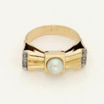 Ring - 18 karaat Geel goud Diamant (Natuurlijk) - Parel, Nieuw
