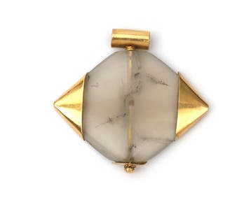 Een 18 krt. geelgouden hanger met bergkristal, Sieraden, Tassen en Uiterlijk, Kettinghangers, Gebruikt