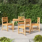 vidaXL 5-delige Tuinset massief teakhout, 4 zitplaatsen, Verzenden, Teakhout, Nieuw