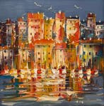 Janusz Kik (1956) - Village Au Bord De La Mer, Antiek en Kunst, Kunst | Schilderijen | Klassiek