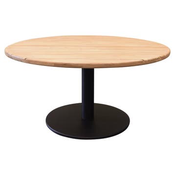 Torino low dining tuintafel teakblad 140 cm rond H71 cm, Ophalen of Verzenden, Nieuw, Teakhout