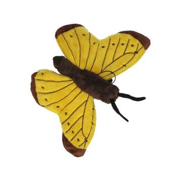 Vlinder knuffel geel - pluche - 21 cm - met lus, Verzenden, Nieuw