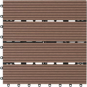 Set tuintegels Tegulas, WPC in houtlook - bruin, Set van 11, Verzenden, Nieuw