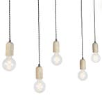 Qazqa Industriële 5-lichts hanglamp, zwart met beton, Ophalen of Verzenden, Nieuw in verpakking, Verlichting