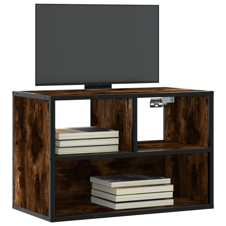vidaXL Tv-meubel 60x31x39,5cm bewerkt hout metaal gerookt, Huis en Inrichting, Kasten | Televisiemeubels, Nieuw, Overige houtsoorten