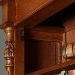 Zeer hoge smalle open boekenkast blond noten verstelbare pla, Ophalen of Verzenden