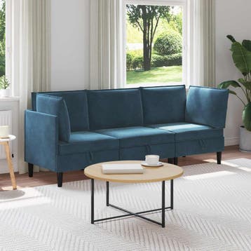 vidaXL Woonkamer Meubelset met kussen met opslag 3 pcs Blauw, Huis en Inrichting, Verzenden, Nieuw