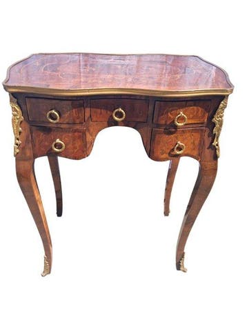 Tafel - Verguld brons - antieke tafel met inlegwerk, Antiek en Kunst