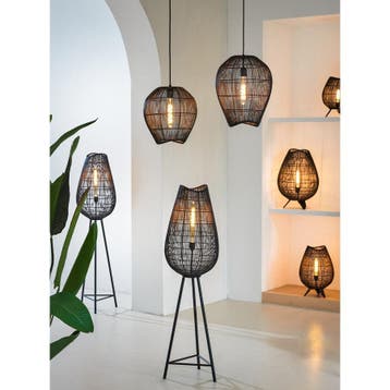 2dekans | Light & Living - Tafellamp YUMI - Ø28cm - Zwart, Ophalen of Verzenden, Zo goed als nieuw