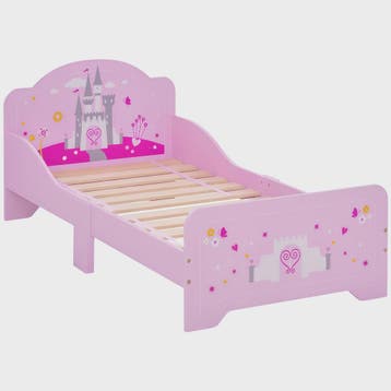 Roze Kinderbed Prinses Kasteel Design 140x70 cm met Lattenbo, Verzenden, Nieuw