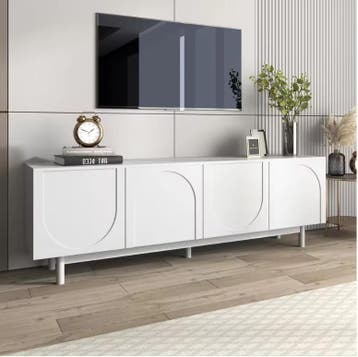 TV-meubel 175 cm – Wit lowboard met deuren en planken, Verzenden, Nieuw
