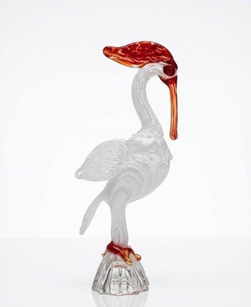 sculptuur, Rare and monumental operetta glass heron, Nieuw