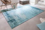 Vintage tapijt MODERN ART 240x160cm turkoois beige gewassen, Ophalen of Verzenden, Nieuw
