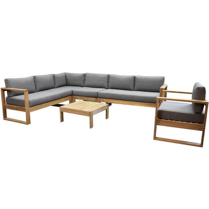 Dubai hoek loungeset 6 delig teak, Tuin en Terras, Tuinsets en Loungesets, Nieuw, Teakhout, Ophalen of Verzenden